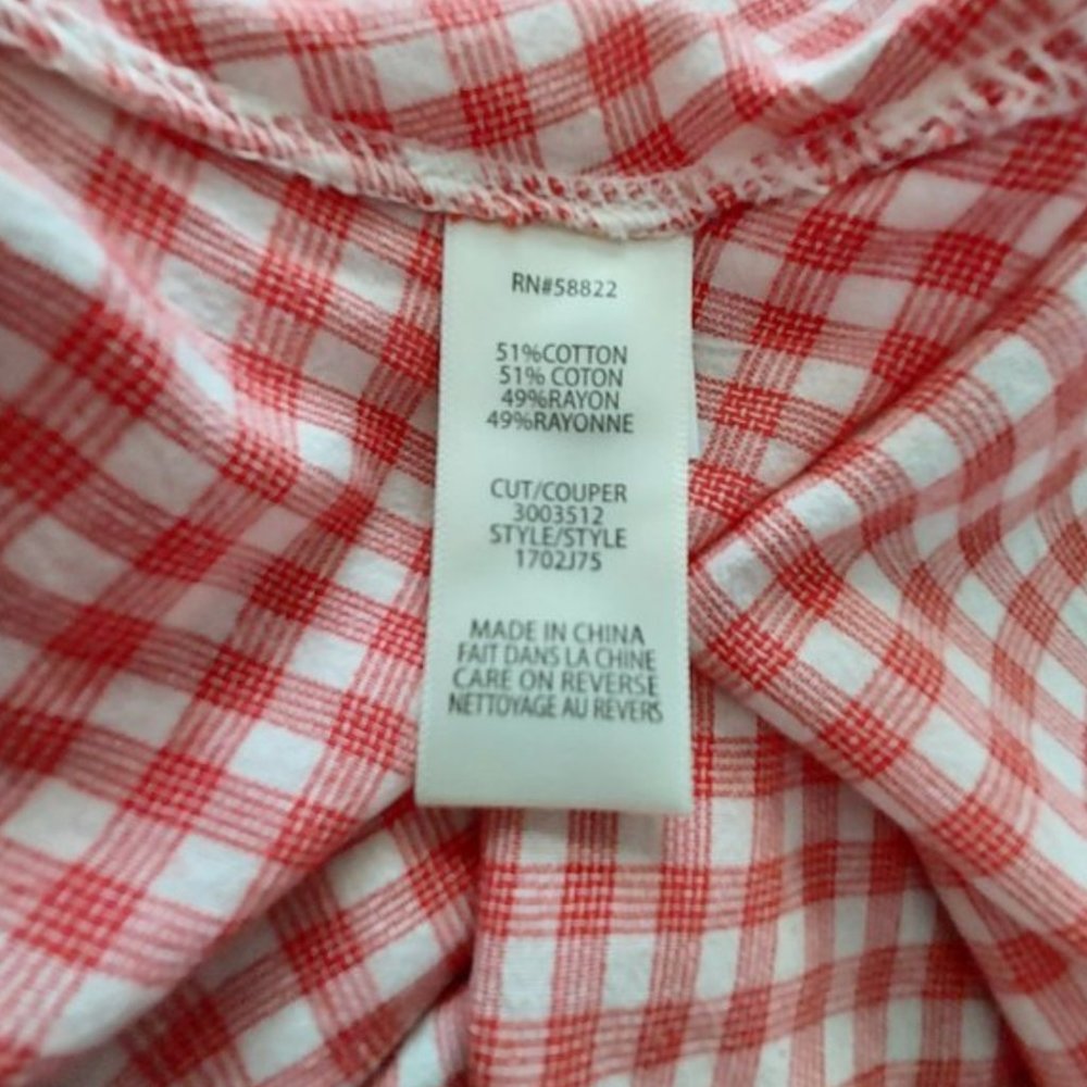 Max Studio Red Gingham Flutter Sleeve Blouse - image 4